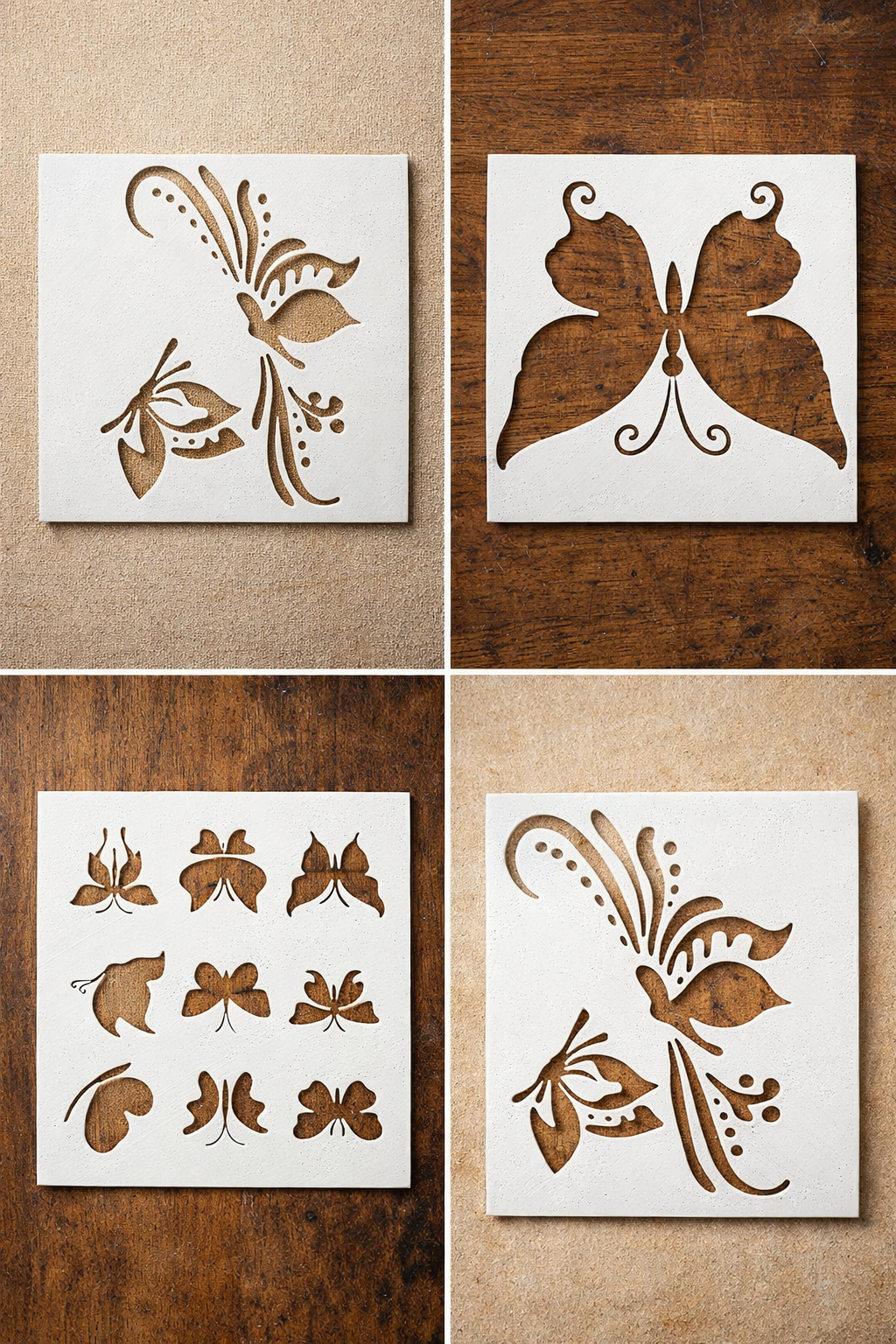 Pack de 4 Moldes para Filetro Agujado : Colección Mariposas - Imagen 2