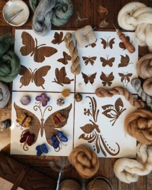Set de moldes de precisión para fieltro agujado con diseños de mariposas en distintos tamaños